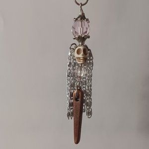 skull head necklace with greek bead